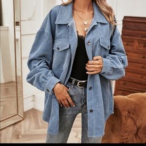 Zara oversized cord jacket in blue